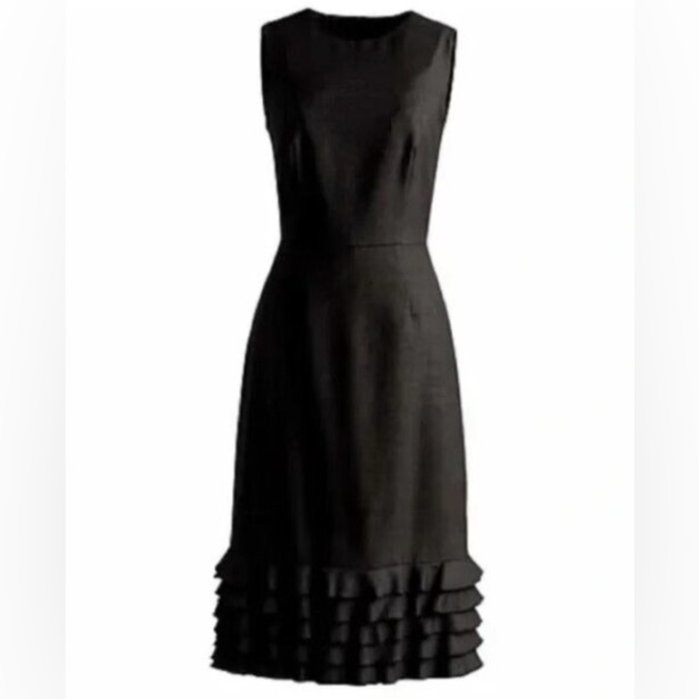 J.CREW Ruffle-Hem Sheath Dress Gray in 120s Wool Size 2 F4014